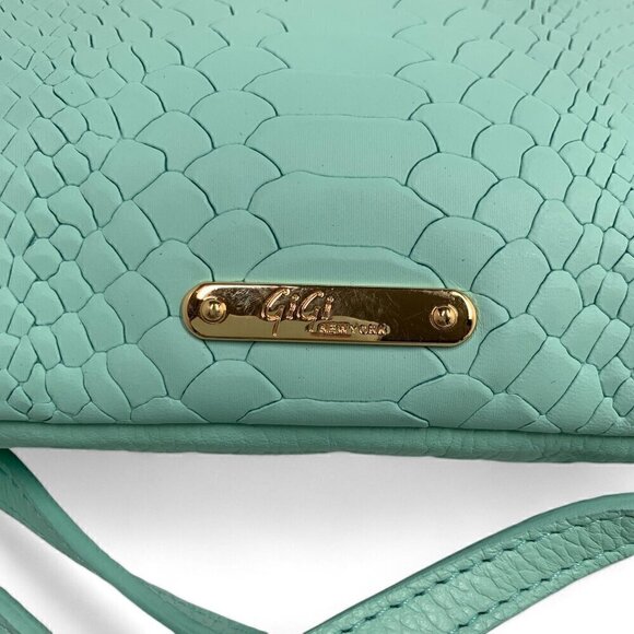 GiGi New York Stella Fold-Over Clutch Convertible Crossbody Green Leather - Picture 8 of 11